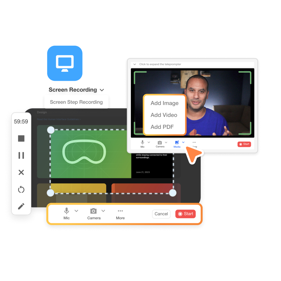 Record screen and webcam in Visla to start a release notes video creator project
